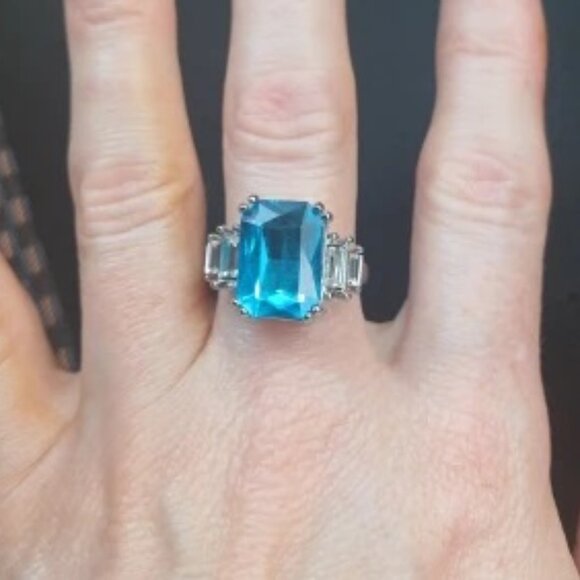 NWOT - Moissanite Aquamarine Gorgeous Rings for Women - Size 9 1/2 - Picture 8 of 10